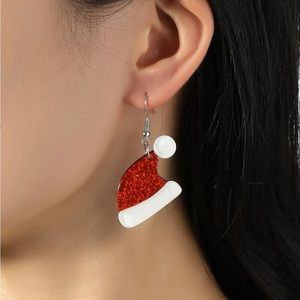 Santa hat drop earrings